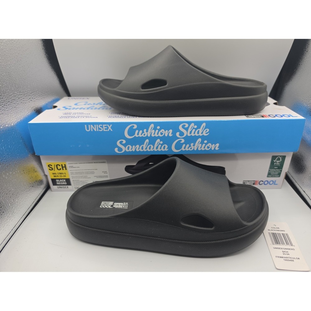 32 Degrees: Cool Cushion Slides Black. Comfort Unisex Small Womens 6-7 Men 4-5